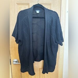 Elegant Black Open-Front Cardigan Sz 3X